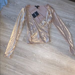 Forever 21 long sleeve gold wrap top